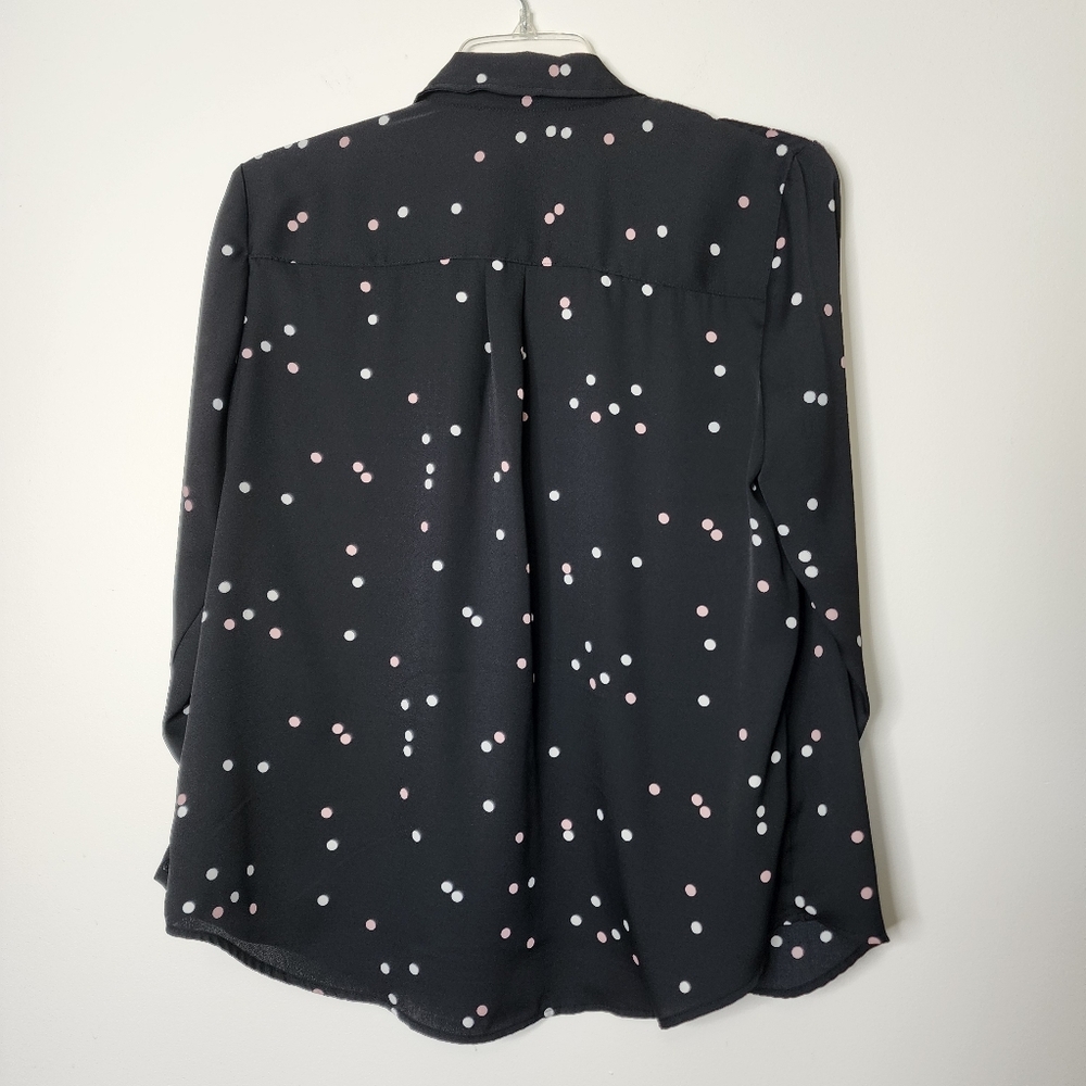 Jones New York polka dot long sleeved button‎ up blouse women's Large - Picture 3 of 10